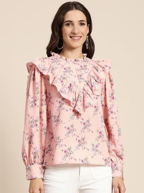 marie claire peach floral print top