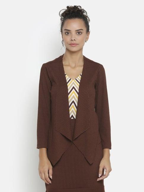 office & you brown full sleeves shrug