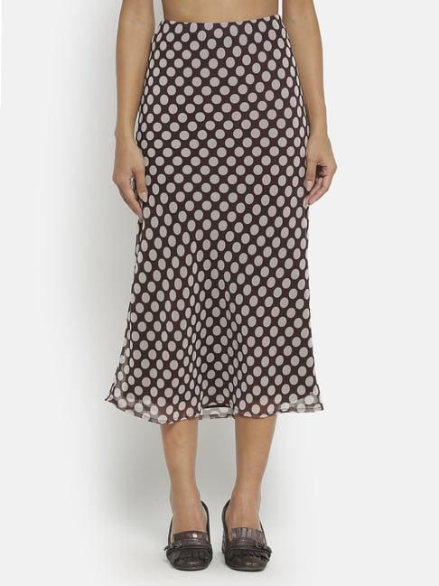 office & you brown printed a-line skirt