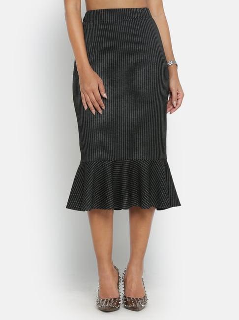 office & you black striped a-line skirt