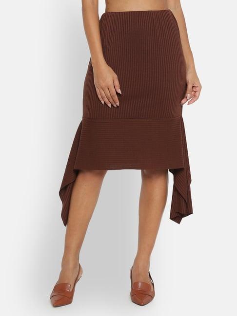 office & you brown a-line skirt