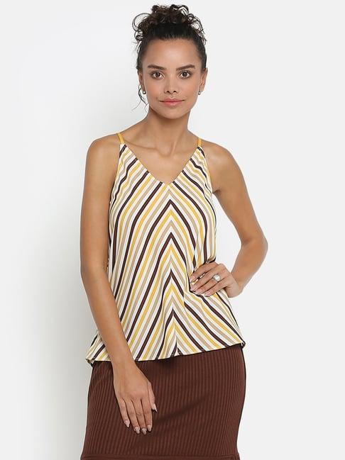 office & you yellow & brown striped top