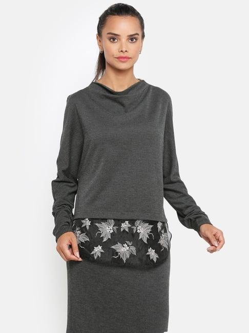 office & you grey cowl neck top