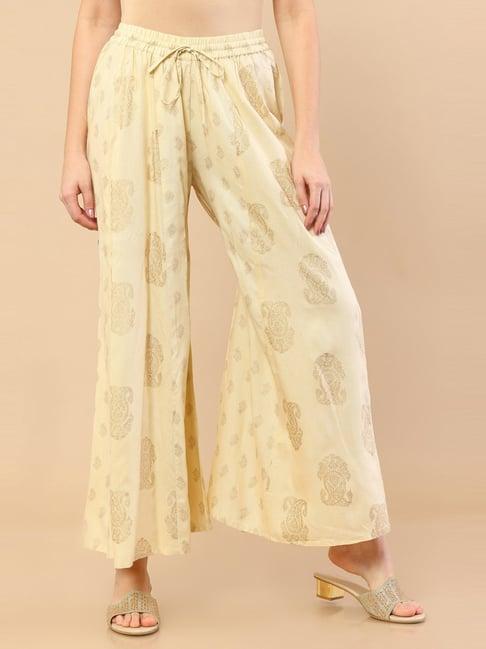 soch beige printed palazzos