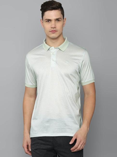 luxure by louis philippe green regular fit printed polo t-shirt