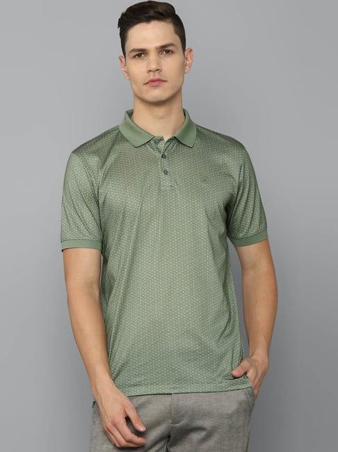 luxure by louis philippe green regular fit printed polo t-shirt