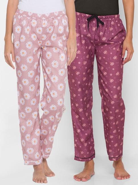 fashionrack pink & purple floral pyjamas with pocket (pack of 2)