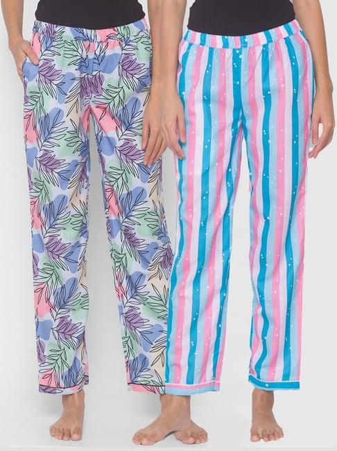 fashionrack multi & blue abstract pyjamas with pocket (pack of 2)