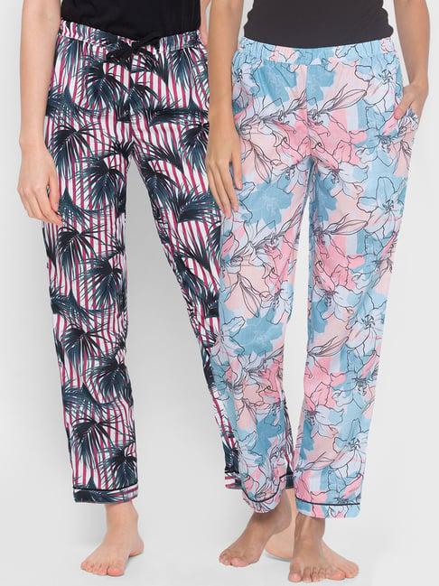 fashionrack blue & red floral pyjamas with pocket (pack of 2)