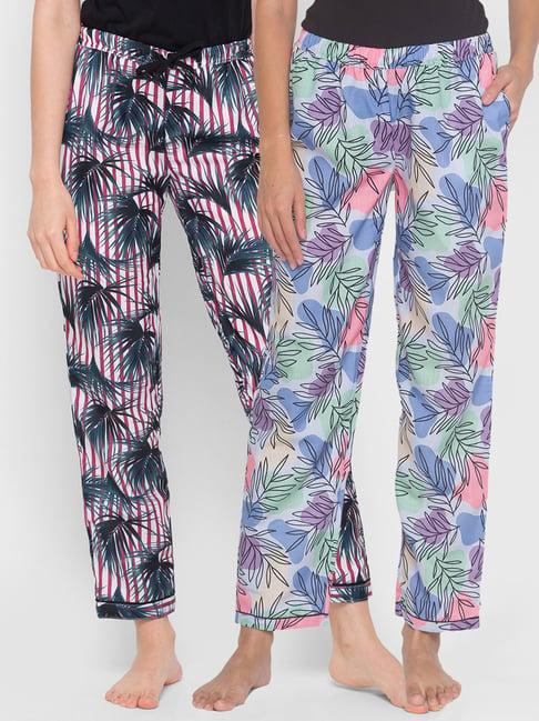 fashionrack blue & red floral pyjamas with pocket (pack of 2)