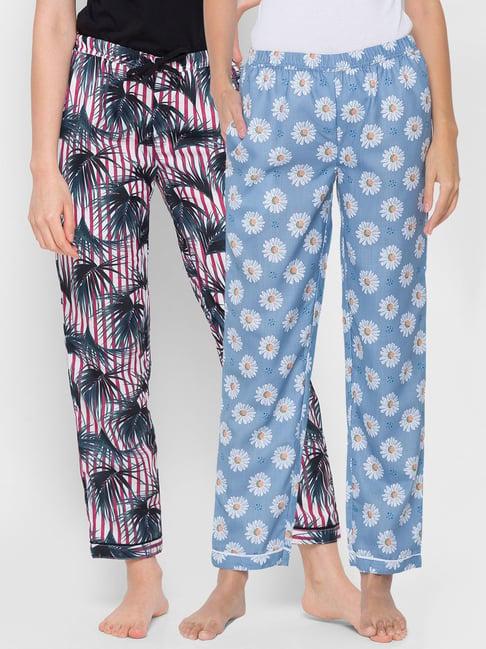 fashionrack blue & red floral pyjamas with pocket (pack of 2)