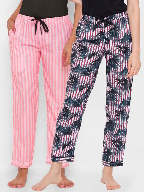 fashionrack red & pink stripes pyjamas with pocket (pack of 2)