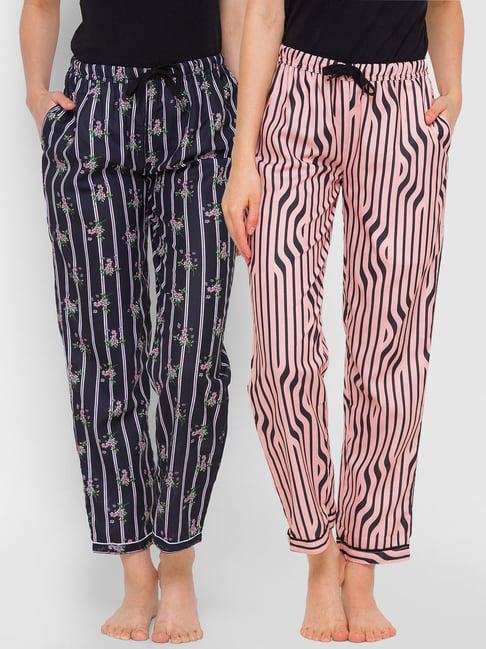 fashionrack beige & black stripes pyjamas with pocket (pack of 2)