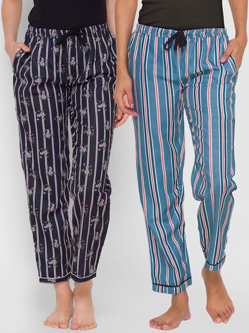 fashionrack navy & black stripes pyjamas with pocket (pack of 2)