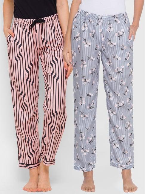 fashionrack grey & beige stripes pyjamas with pocket (pack of 2)