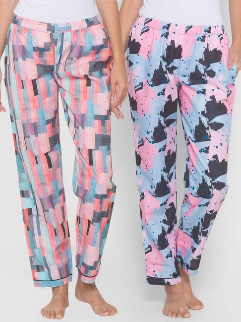 fashionrack multi & blue abstract pyjamas with pocket (pack of 2)