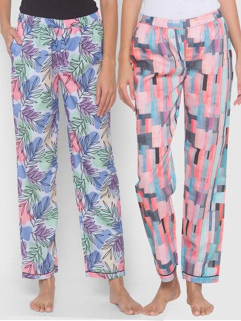 fashionrack multi & blue abstract pyjamas with pocket (pack of 2)