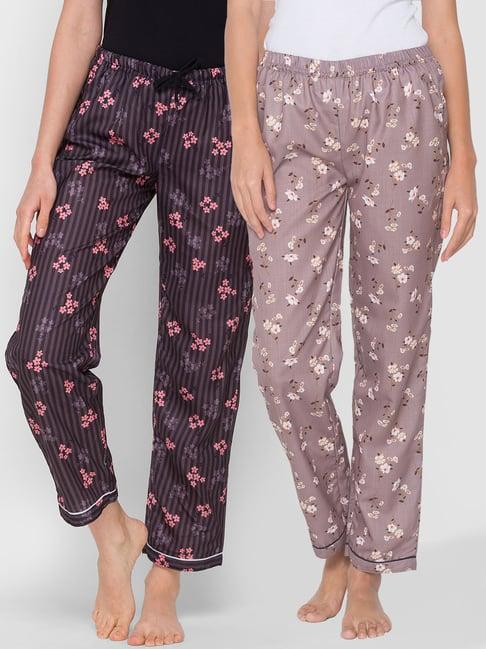 fashionrack brown floral pyjamas with pocket (pack of 2)