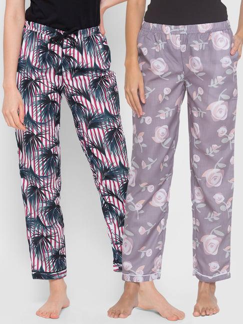 fashionrack brown & red floral pyjamas with pocket (pack of 2)