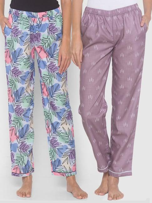 fashionrack purple & blue abstract pyjamas with pocket (pack of 2)