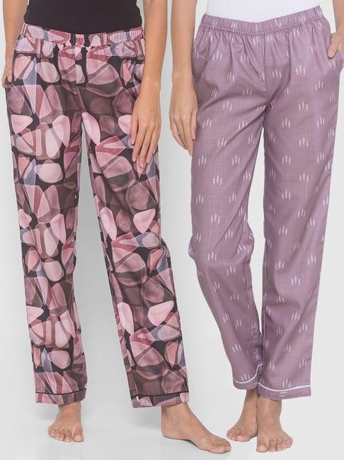 fashionrack purple & black abstract pyjamas with pocket (pack of 2)