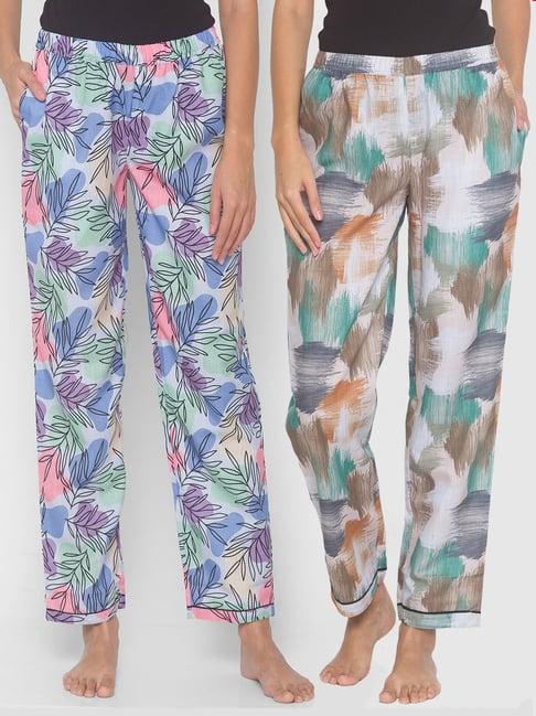 fashionrack beige & blue abstract pyjamas with pocket (pack of 2)