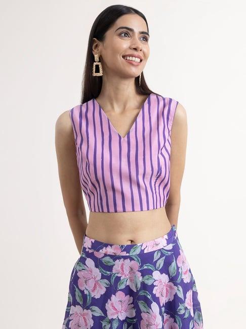 pink fort lavender striped crop top