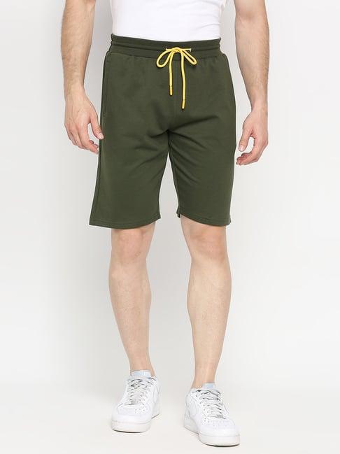 underjeans by spykar olive regular fit shorts