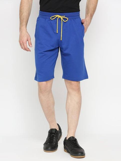 underjeans by spykar royal blue regular fit shorts