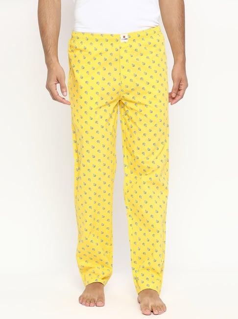 underjeans by spykar yellow printed pyjamas