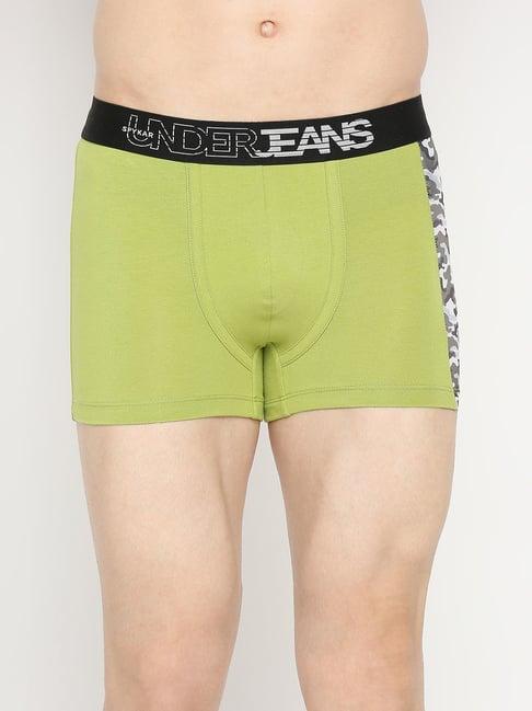 underjeans by spykar lime green camo print trunks