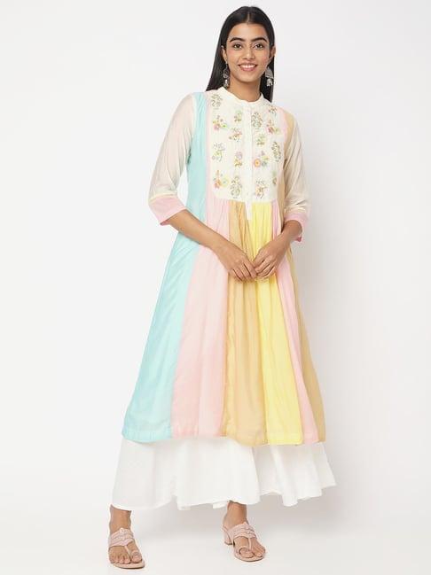 nylangan multicolored embroidered a line kurta