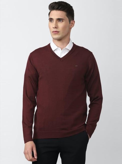 van heusen maroon regular fit sweater