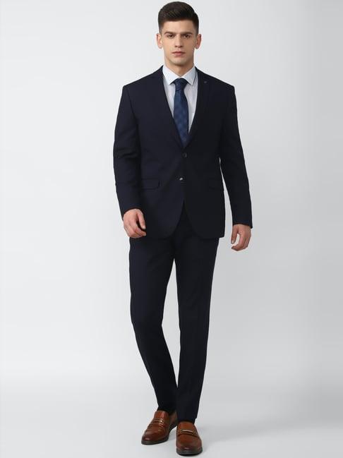 van heusen navy slim fit two piece suits