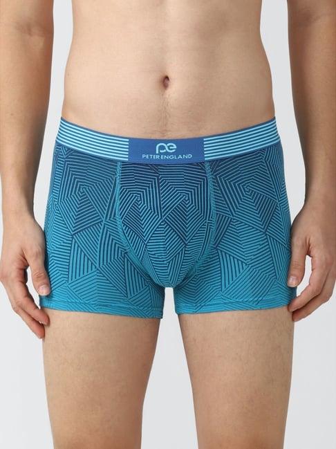 peter england blue regular fit printed trunks