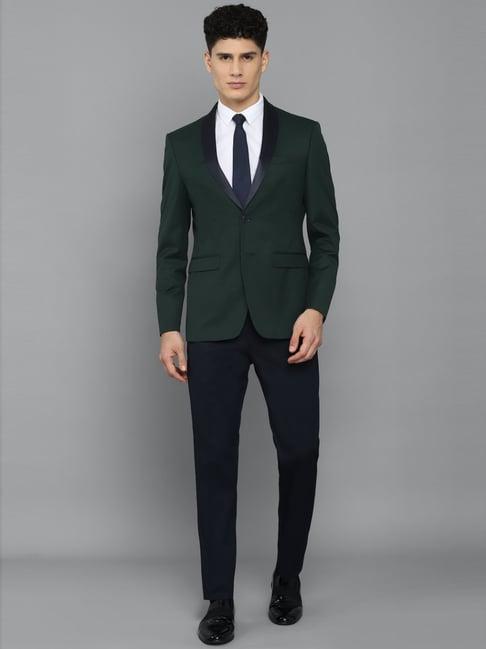 allen solly green slim fit two piece suit