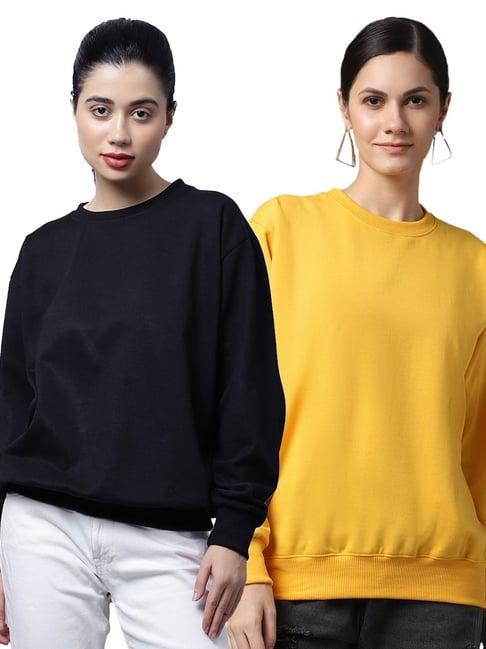 vimal jonney navy & yellow fleece pullover - pack of 2