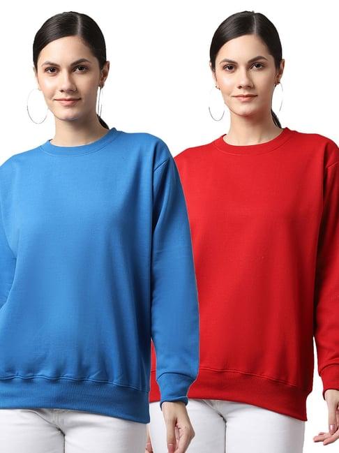 vimal jonney blue & red fleece pullover - pack of 2