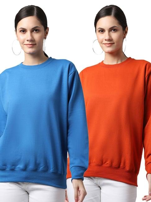 vimal jonney blue & orange fleece pullover - pack of 2