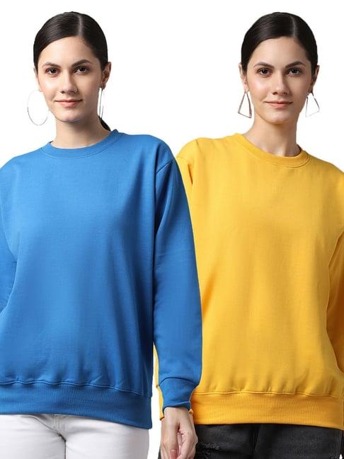 vimal jonney blue & yellow fleece pullover - pack of 2