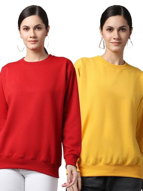 vimal jonney red & yellow fleece pullover - pack of 2