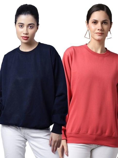 vimal jonney navy & pink fleece pullover - pack of 2