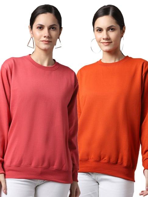 vimal jonney pink & orange fleece pullover - pack of 2