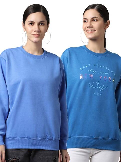 vimal jonney blue printed fleece pullover - pack of 2