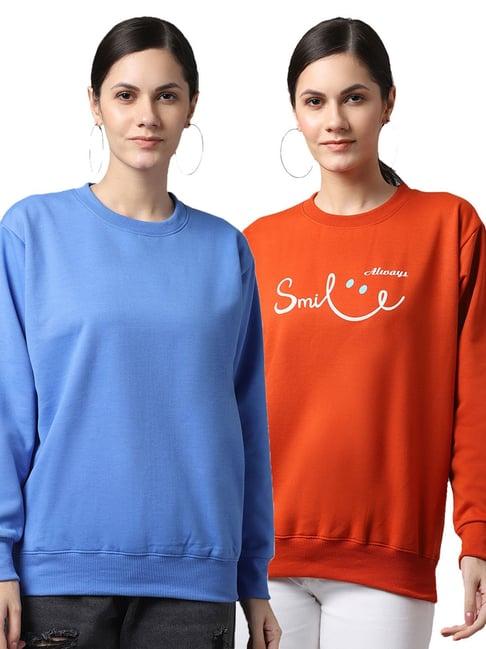 vimal jonney blue & orange printed fleece pullover - pack of 2