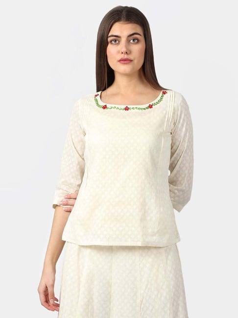 dart studio white cotton embroidered top