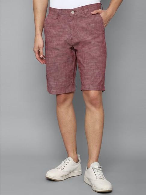 allen solly pink cotton slim fit texture shorts