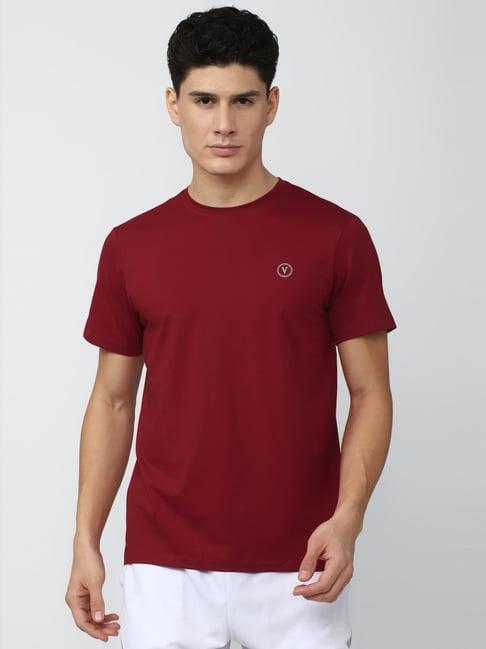 van heusen flex maroon slim fit t-shirt