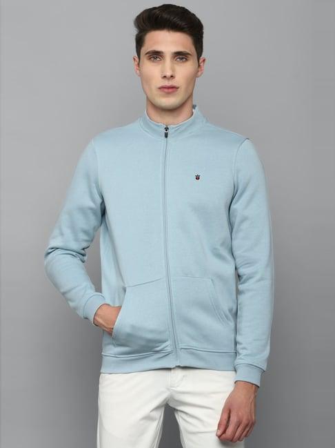 louis philippe sport blue regular fit texture sweatshirt