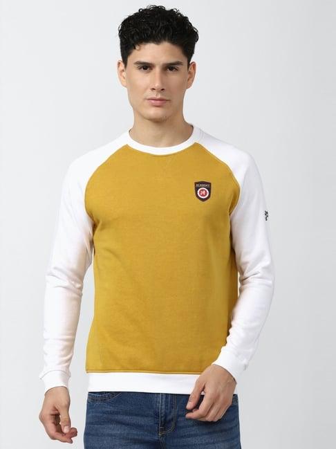 academy by van heusen yellow slim fit colour block sweatshirt